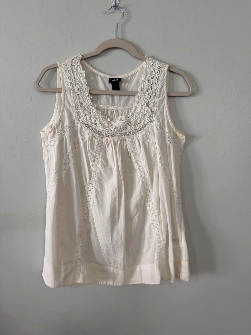 H&M Cream Lace-Detail Sleeveless Camisole